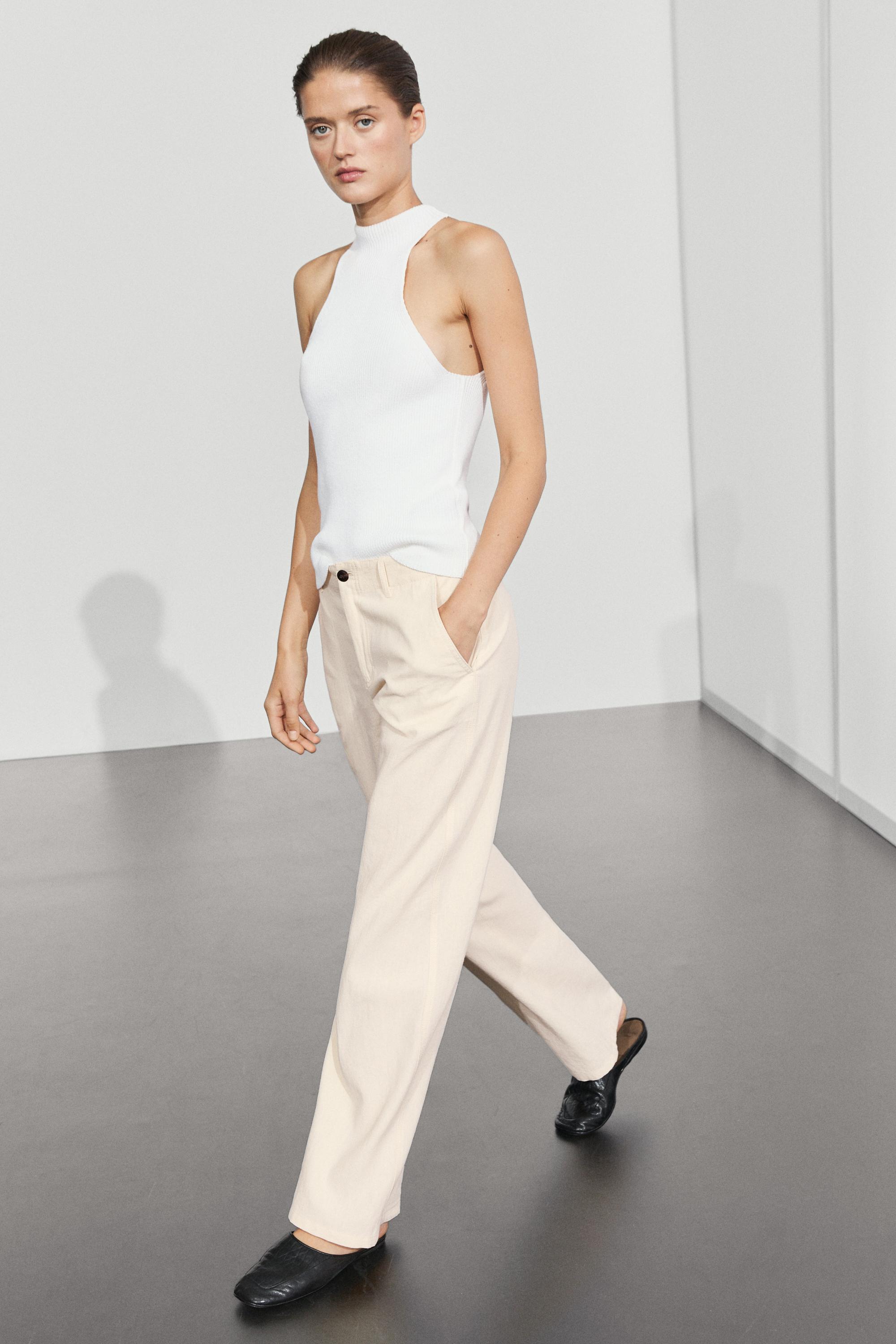 Linen blend relaxed fit pants